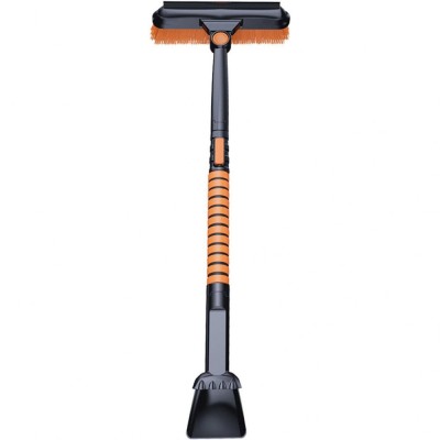 Lopata pentru zapada flippy, 3 in 1, perie si racleta, rotativa, telescopica, detasabila, material aluminiu si abs, 100 x 25 cm, negru foto