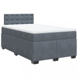 Cumpara ieftin Pat box spring cu saltea, gri inchis, 120x190 cm, catifea