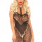 Bodystocking Sexy Cu Dantela Decupat Intim, Negru, Marime Universala