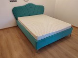 Pat tapitat Perla 160 cm x 200 cm Verde Marin din stofa catifea