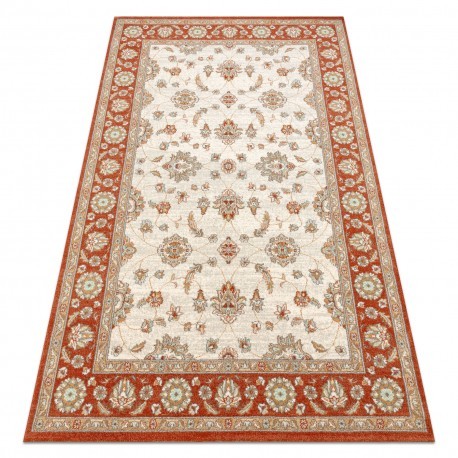 Covor de lana SOHO 477.15.LA103 OSTA Ornament, cadru, natural bej / teracotă, 135x200 cm