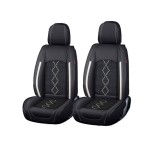 Huse auto premium 5 locuri Carguard Deluxe piele ecologica perforata si textil - negru - alb