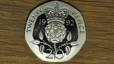 Anglia / Marea Britanie -moneda colectie PROOF- 20 pence 1992 -bijuterie ! foto