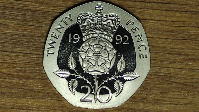 Anglia / Marea Britanie -moneda colectie PROOF- 20 pence 1992 -bijuterie !