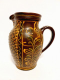 Ulcica, carafa, ulcior, ceramica, stil folk art taranesc rustic 19 cm