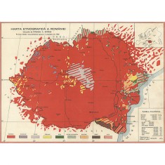 Harta Etnografica a Romaniei, 1939, 50x70cm, reproducere