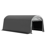 Outsunny Magazie de gradina cu plasa din plastic, cort pentru unelte, garaj pliabil, 300L x 600B x 230H cm, Gri inchis | Aosom Romania