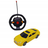 Masina cu telecomanda tip volan, Racing Speed, galben, plastic, 1:20