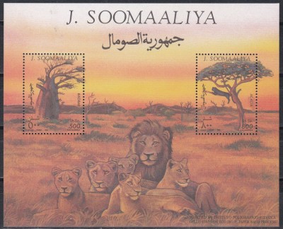 Somalia 1994 - Copaci si lei, Colita, MNH foto