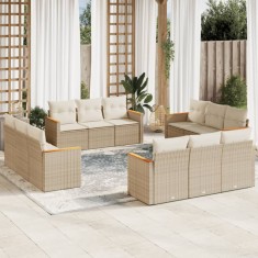 vidaXL Set canapele de grădină cu perne, 12 piese, bej, poliratan 3258236