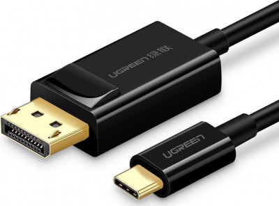 Cablu video MM139 Ugreen USB Type-C tata la DisplayPort tata, 1.5m, rezolutie maxima 4K UHD 3840 x 2160 la 60 Hz, Negru foto