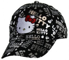 Sapca Hello Kitty, 54 cm (7-10/12 ani), negru/ argintiu foto