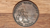United Province of Canada -raritate- 1 penny / 2 sous 1852 - Quebec Bank token, America de Nord