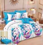 Cumpara ieftin Lenjerie Pat Ken Sf140, Bumbac, 4 Piese, Fara Elastic, Alb, Albastru