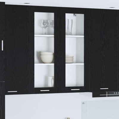 vidaXL Dulap suspendat cu raft Riga Stejar Negru 80 x 31 x 100 cm 884395 foto