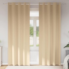 Perdele cu perdele 2 pcs Crem Poliester foto