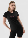 Tricou slim cu imprimeu pentru femei - negru