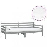 Cumpara ieftin Pat de zi cu saltea, gri, 90x200 cm, lemn masiv de pin