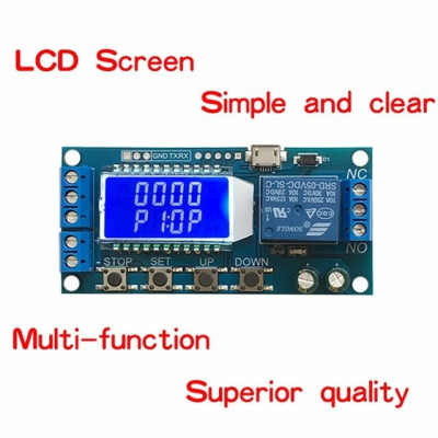 Modul timer cu 1 releu si afisaj LCD OLED DC 6-30V USB 5V foto