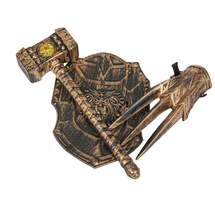 Set de lupta Ciocan, Gheara si Scut, plastic, culoare Bronz, ATU-087713