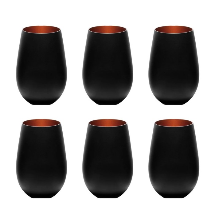 Farbige Trinkgl&auml;ser ELEMENTS 6er-Set, zweifarbig Schwarz-Bronze, 456 ml