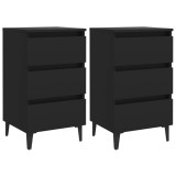 Cumpara ieftin Noptieră cu picioare metalice, 2 buc., negru, 40x35x69 cm