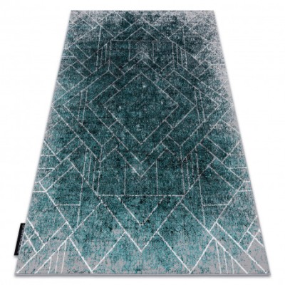 Covor DE LUXE modern 626 geometric, caro - structural gri / verde, 140x190 cm foto