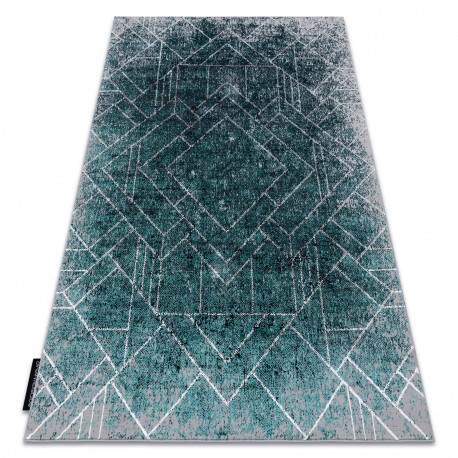 Covor DE LUXE modern 626 geometric, caro - structural gri / verde, 140x190 cm