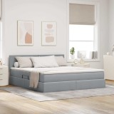 Cumpara ieftin Pat cu LED si saltea Gri deschis 180 x 200 cm Tesatura