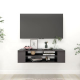 Cumpara ieftin Dulap TV suspendat gri extralucios 100x30x26,5cm lemn prelucrat