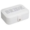 Cutie pentru Bijuterii cu Margele si Strasuri, 2 Compartimente, 16x11x5cm, Alb, CMCLASS