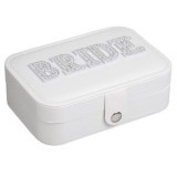 Cutie pentru Bijuterii cu Margele si Strasuri, 2 Compartimente, 16x11x5cm, Alb, CMCLASS