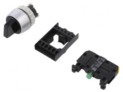 Comutator Rotativ 22mm 2 NO Negru IP65 2 Pozitii foto