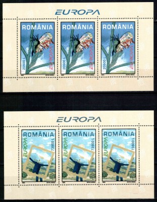 Romania 2003, LP 1611 a, EUROPA 2003, blocuri de 3 marci, MNH! LP 150,00 lei foto