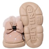 Ghete imblanite pentru copii, cu talpa groasa si fundite decorative, pentru interior si exterior, marimea 28-29, Roz