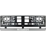 Set 2 bucati, suport numar inmatriculare argintiu Mitsubishi