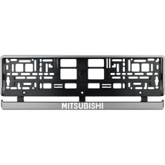 Set 2 bucati, suport numar inmatriculare argintiu Mitsubishi