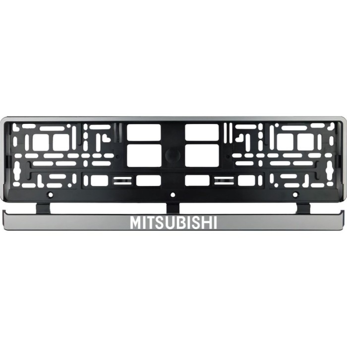Set 2 bucati, suport numar inmatriculare argintiu Mitsubishi