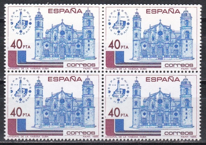 Spania 1985 - Expoziţia Filatelică Hispano-Americană ESPAMER &#039;85, Bloc de 4, MNH
