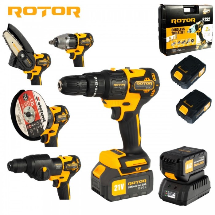 Multifunctional 5 in 1 pe acumulator ROTOR RTS2 , 24000 rot/min, 21V/3Ah, Brushless