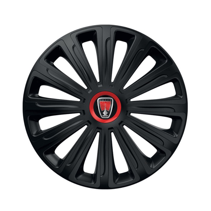 Set 4 Capace Roti pentru Rover, model Trend Black Cu Inel Rosu