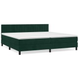 Cumpara ieftin Pat box spring cu saltea, verde inchis, 200x200 cm, catifea