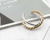 Inel Argint 925 Bicolor, Design Dublu Banda Rasucita, Marime Reglabila