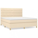 Cumpara ieftin Pat continental cu saltea, crem, 180x200 cm, textil
