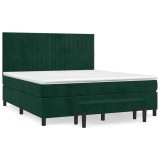 Cumpara ieftin Pat box spring cu saltea, verde inchis, 160x200 cm, catifea
