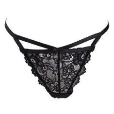 Chiloti String Dama cu Dantela Neagra, Design Triunghiular, CMCLASS