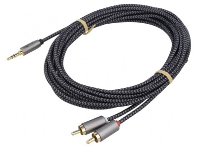 Cablu Audio Jack 3.5mm la RCA 2x 5m Aurit PVC foto