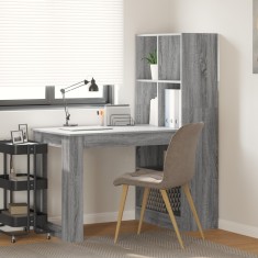 vidaXL Birou cu raft cu depozitare Gri Sonoma 122 x 67 x 145 cm