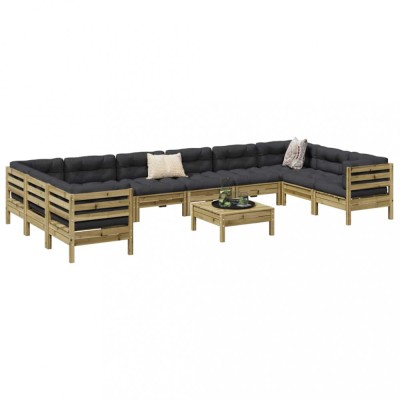 Gossi set canapele gradina cu perne, 11 piese, lemn de pin tratat foto