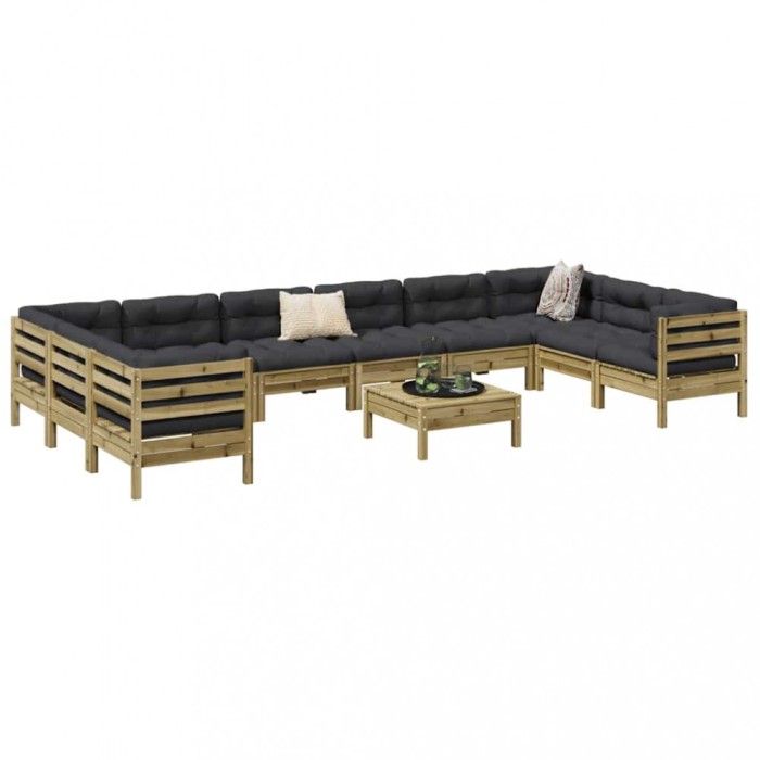 Gossi set canapele gradina cu perne, 11 piese, lemn de pin tratat